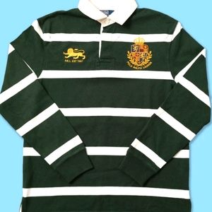 Polo Ralph Lauren Striped Dragon Rugby PRLC PRL MCM Thick Long Sleeve Vtg Polo 